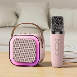 K12 Karaoke Machine Portable Bluetooth 5.3 Speaker with Wireless - Single Mic - Pink