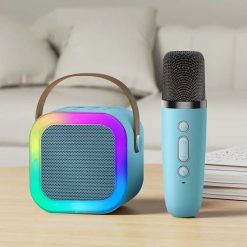 K12 Karaoke Machine Portable Bluetooth 5.3 Speaker with Wireless - Single Mic - Sky Blue